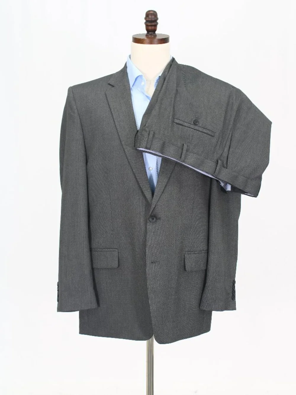 Haggar 44L 40x28 Gray Full Suit 2-Button Solid R946